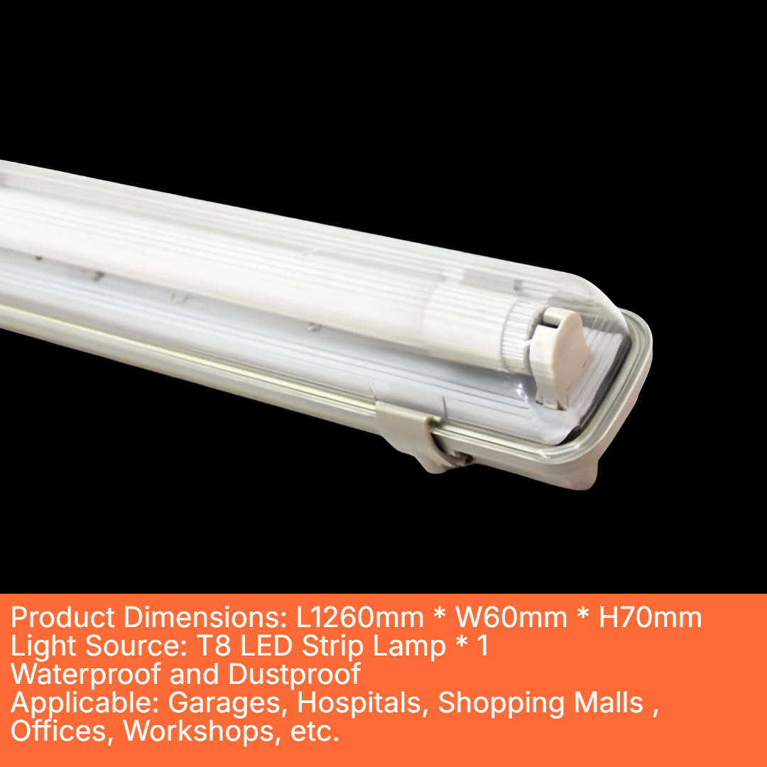 T8 Single / Double Set Waterproof Clear Fluorescent Lamp
