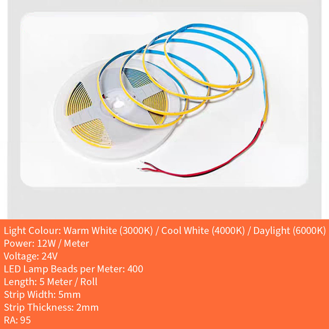 5MM 24V 1M / 400 LED COB Strip Light