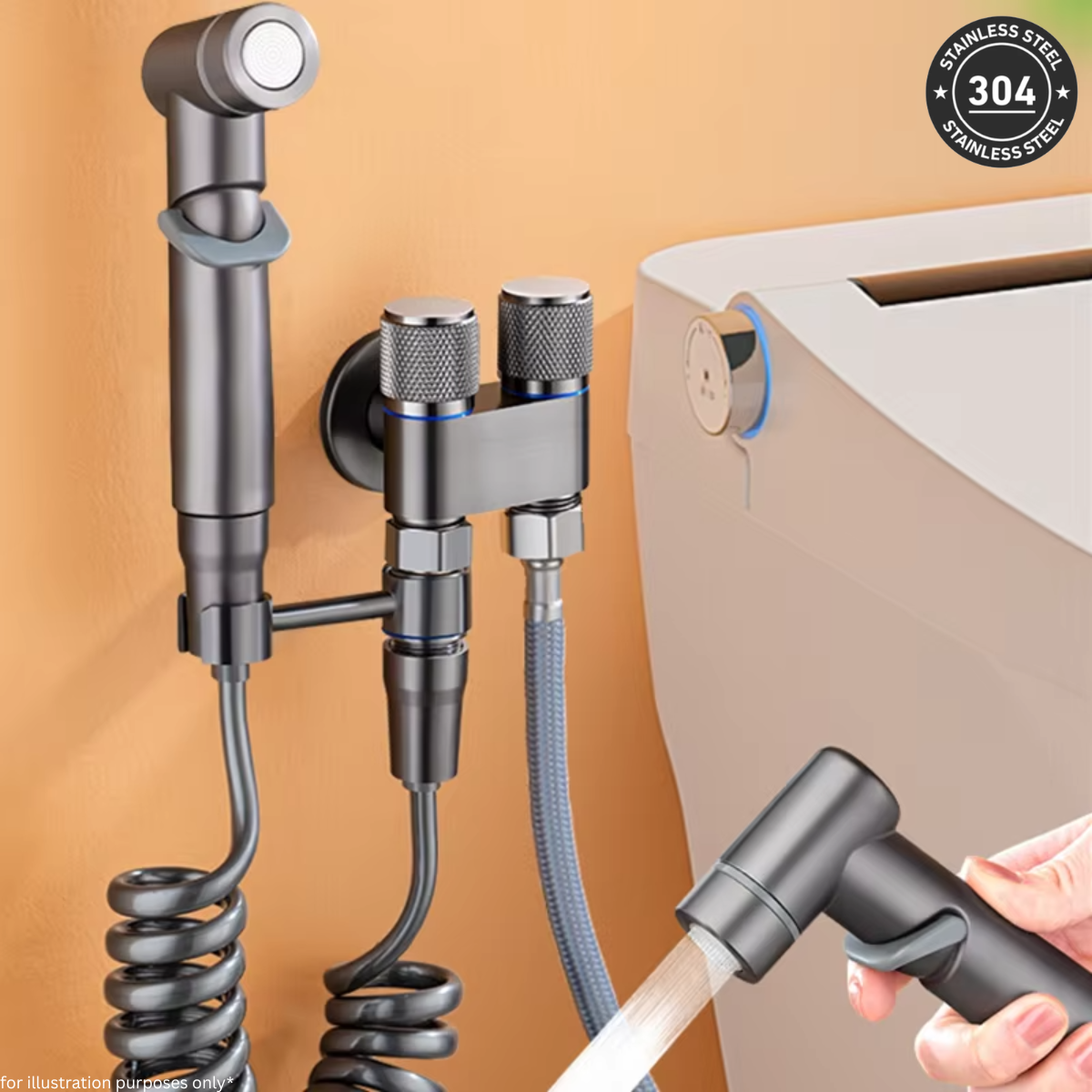 Stainless Steel 2 Way Toilet Valve (CH/BK/TT)