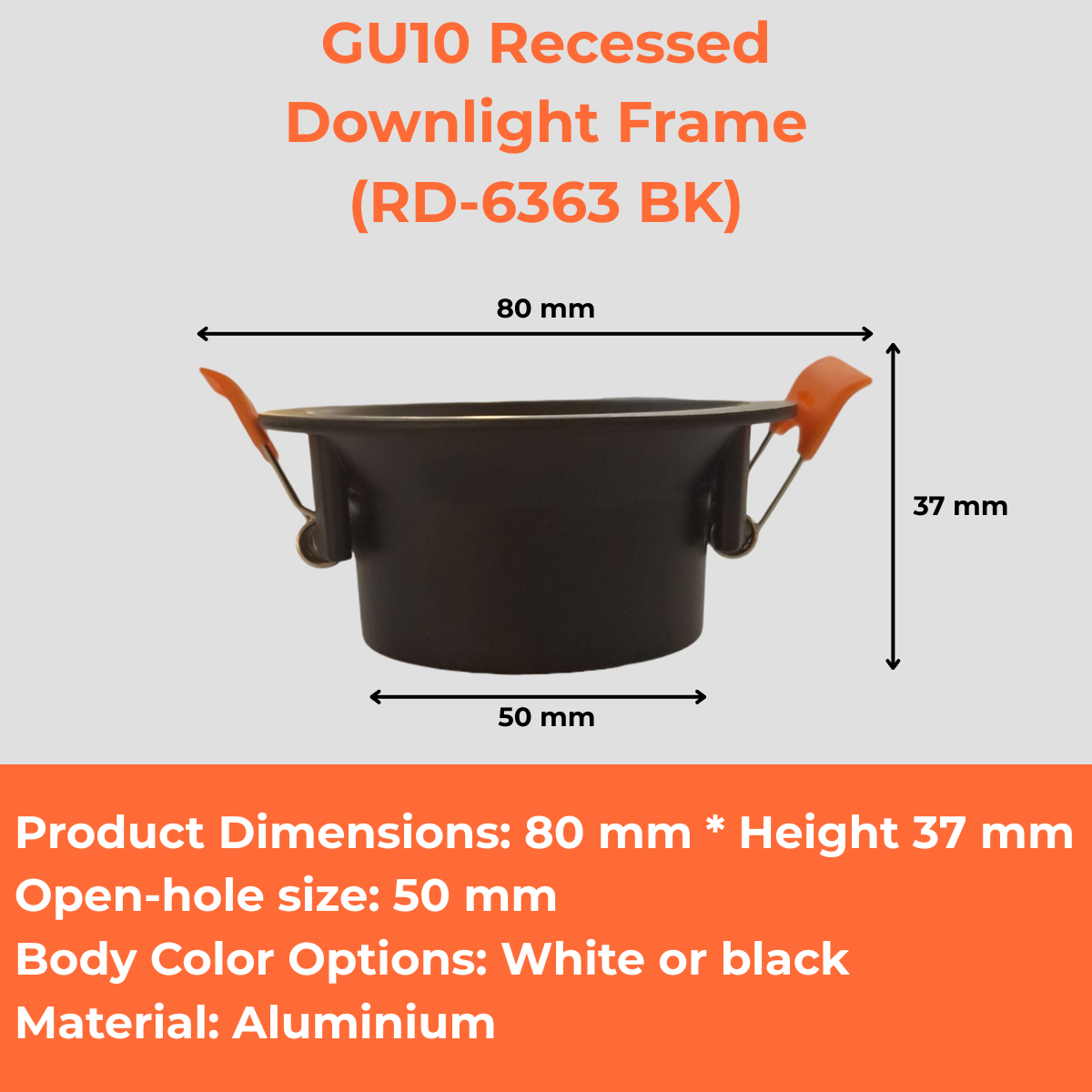 GU10 Recessed Downlight Frame (RD-6363 WH/BK)