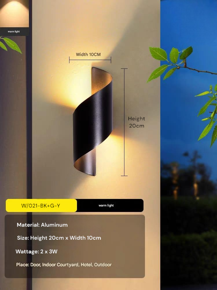 Black and Gold Swivel Wall Light (W/1801-BK+G-Y)