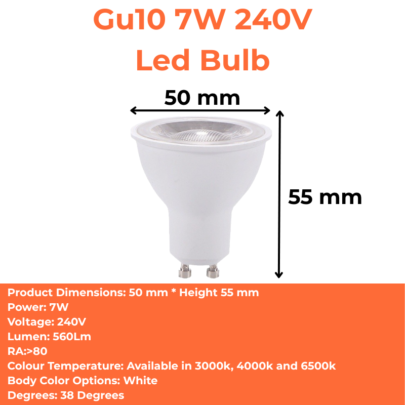 Gu10 7W 240V Led Bulb