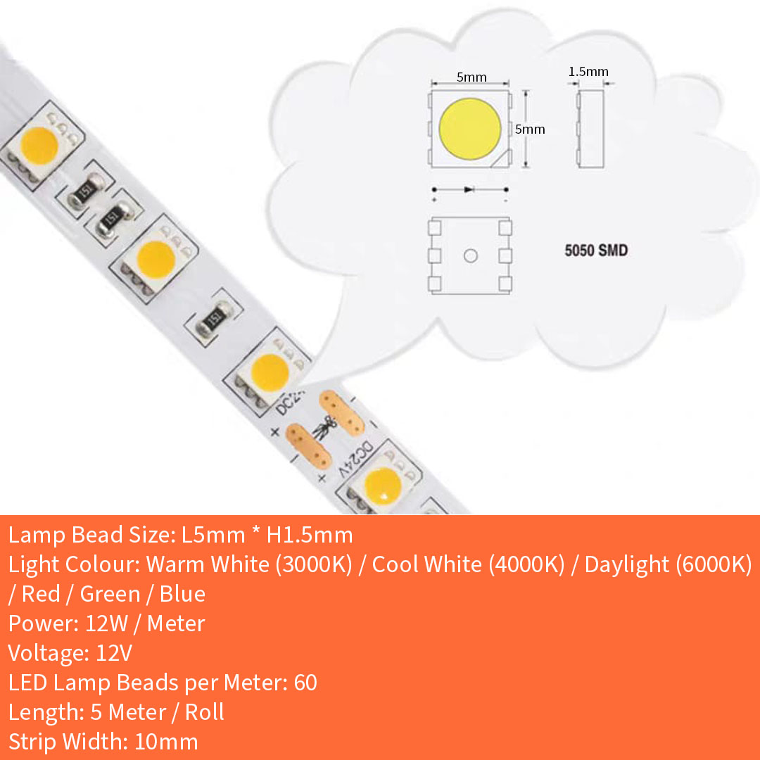 12V 5050 1M / 60 LED Strip Light (5050)