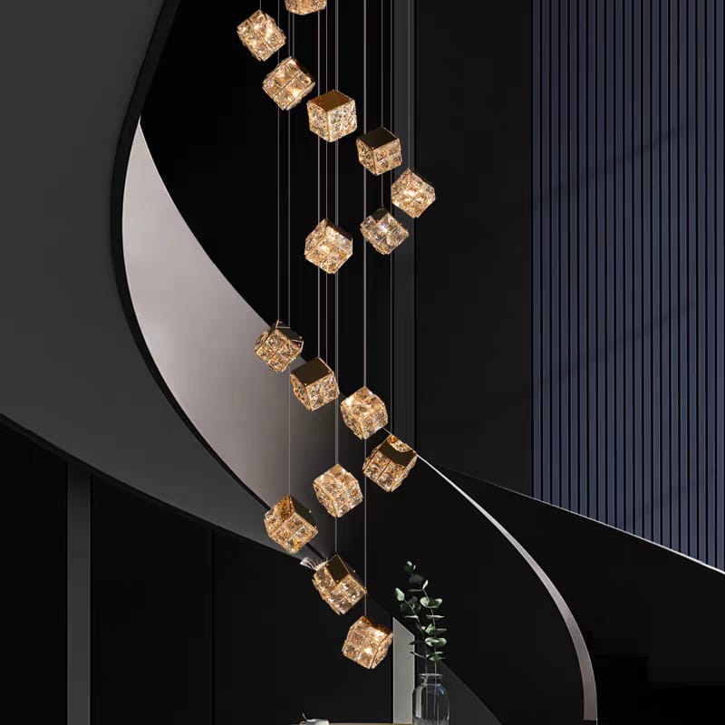 Clustered Crystal Cube Chandelier (KLx25-15 Head)
