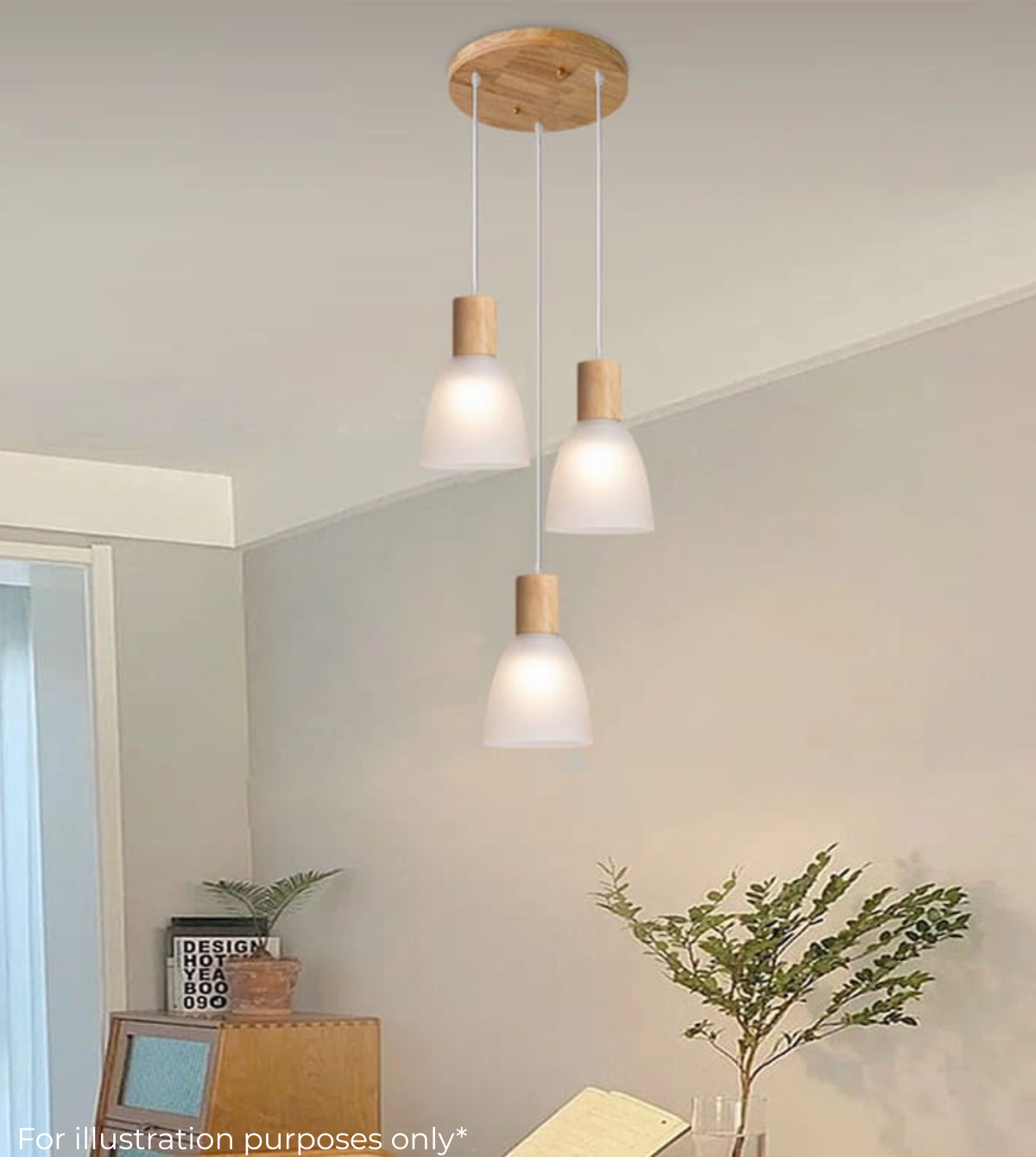 Nordic Wood & Glass Pendant (XD36)