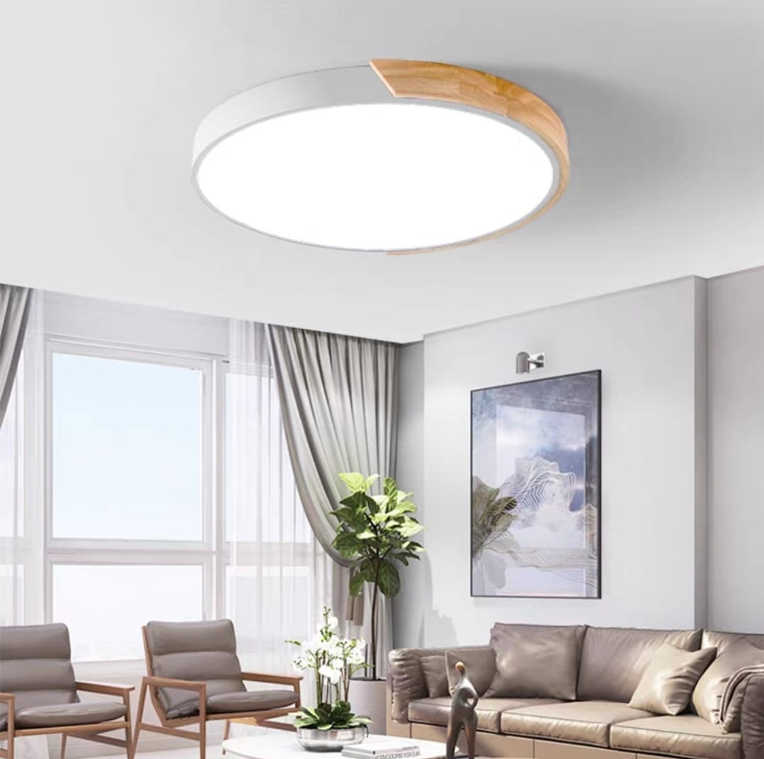 Nordic Wood and Acrylic Ceiling Light (Round)