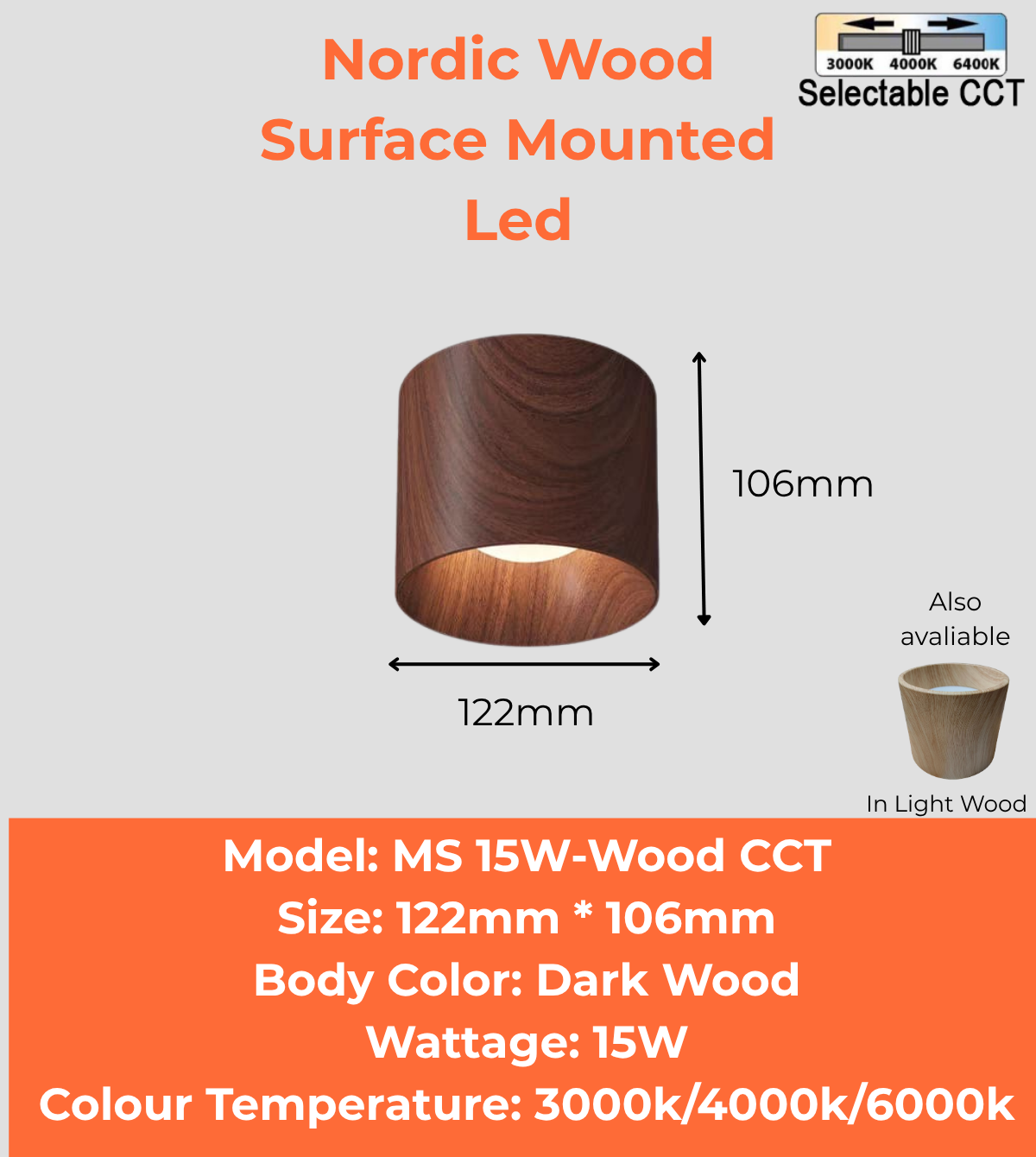 Nordic Wood Surface Mounted Light