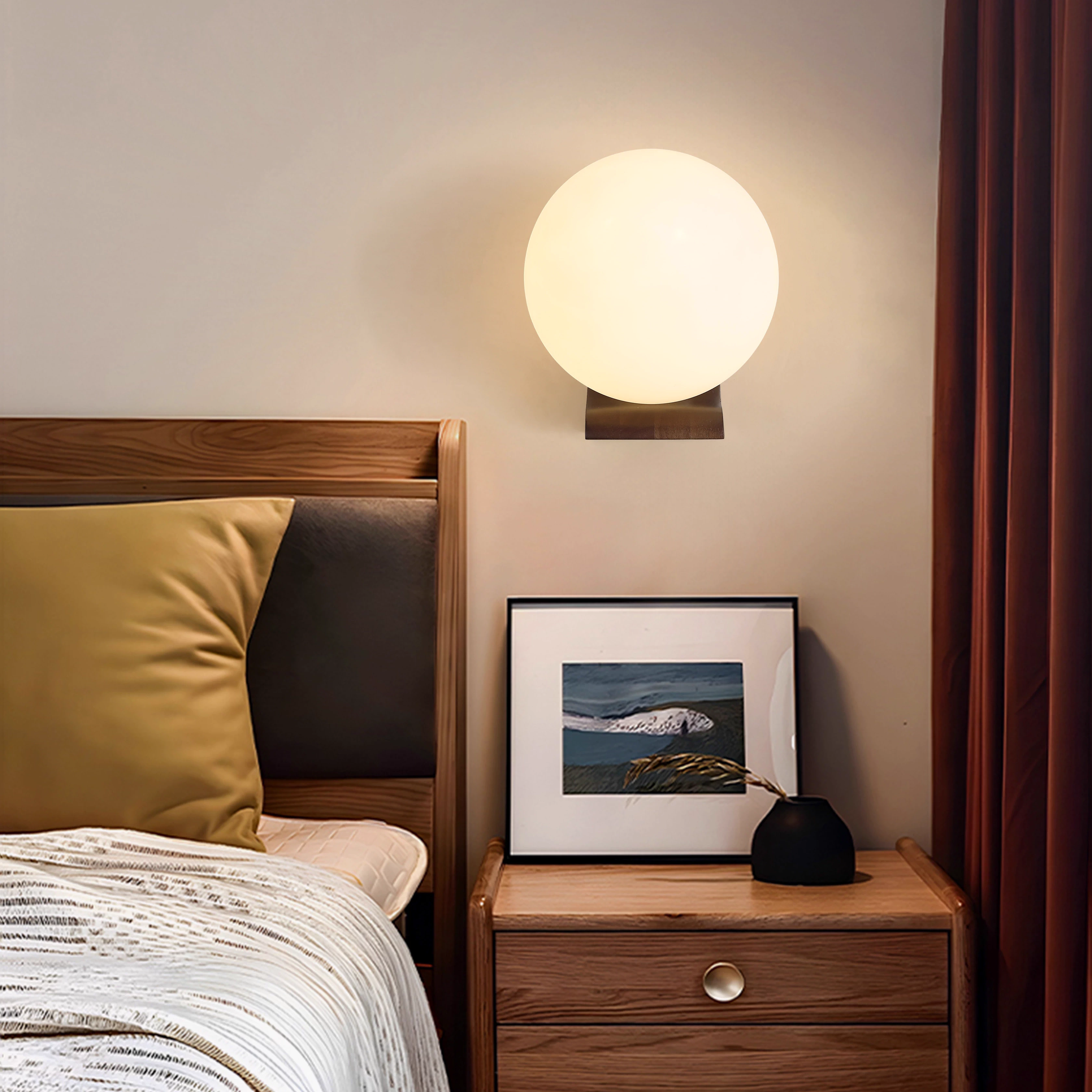 Wood Ball wall light (1026-WOOD)