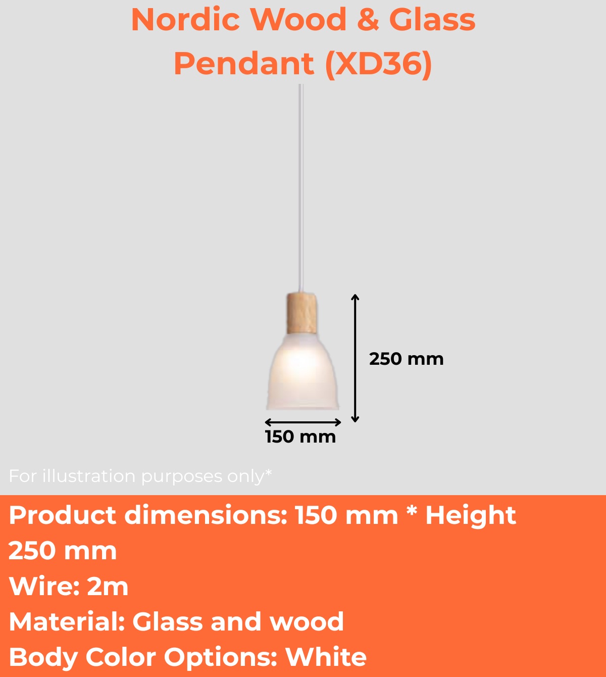 Nordic Wood & Glass Pendant (XD36)