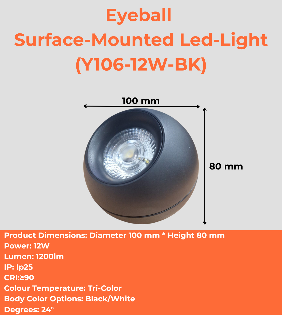 Eyeball Surface-Mounted Led-Light (Y106-12W-WH/BK)
