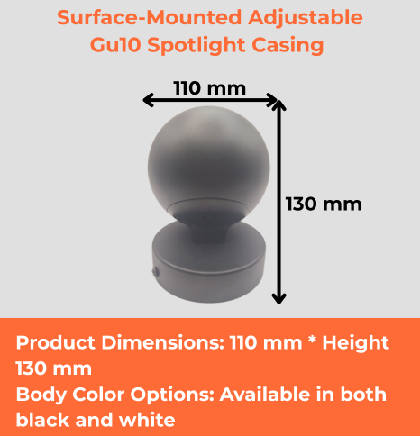 Surface-Mounted Adjustable Gu10 Spotlight Casing 