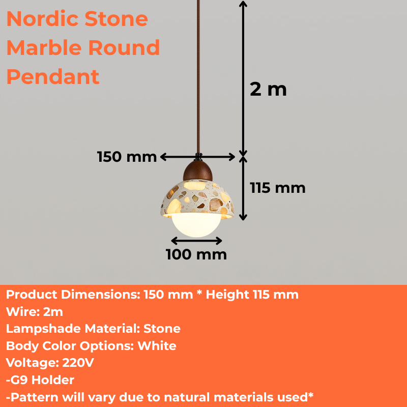 Nordic Stone Marble Round Pendant