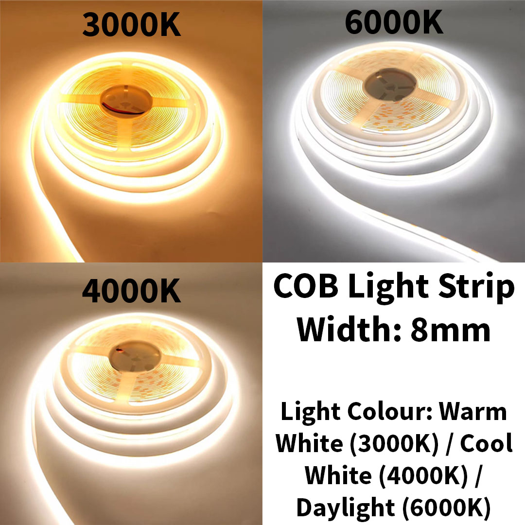 8MM 12V COB 1M /480 LED Strip Light