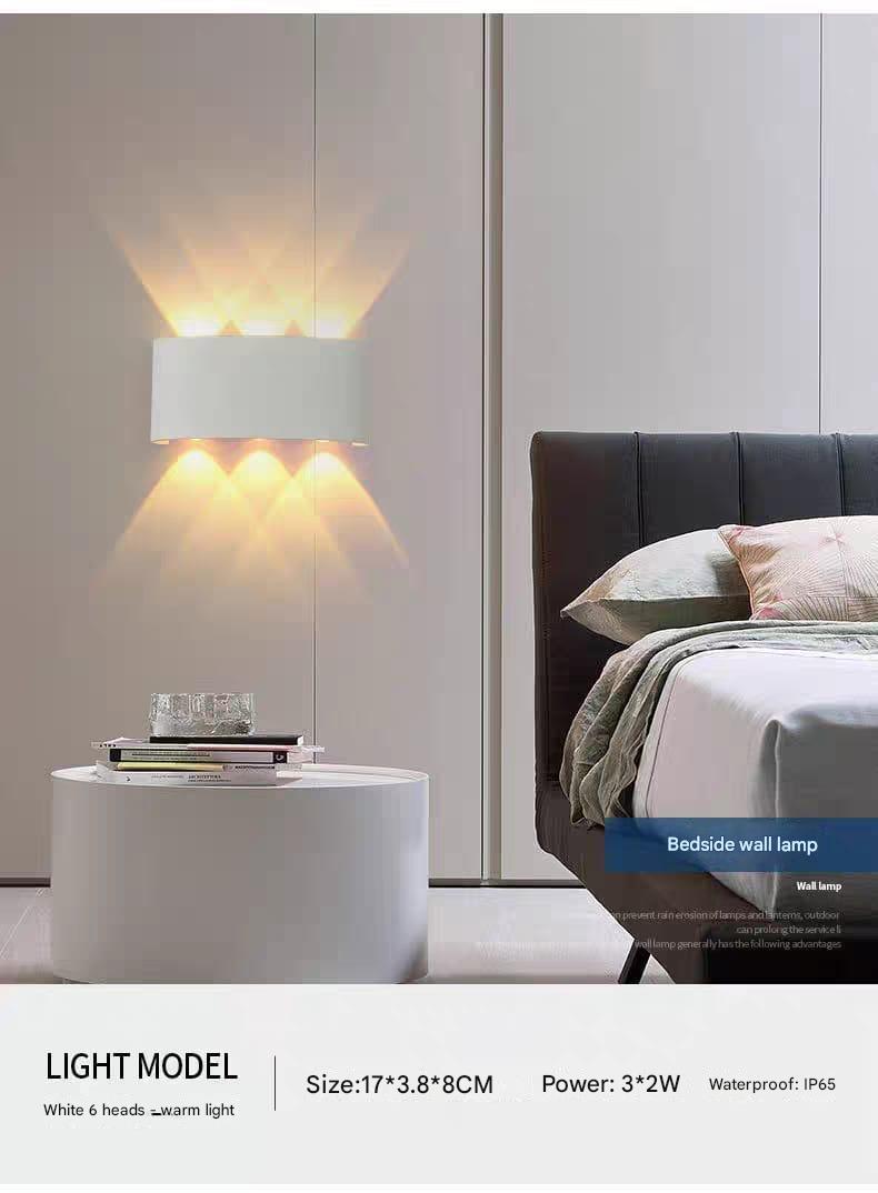 Dual-Directional Wall Light - 6 Light Rays (W/856-6-WH/BK-Y) 