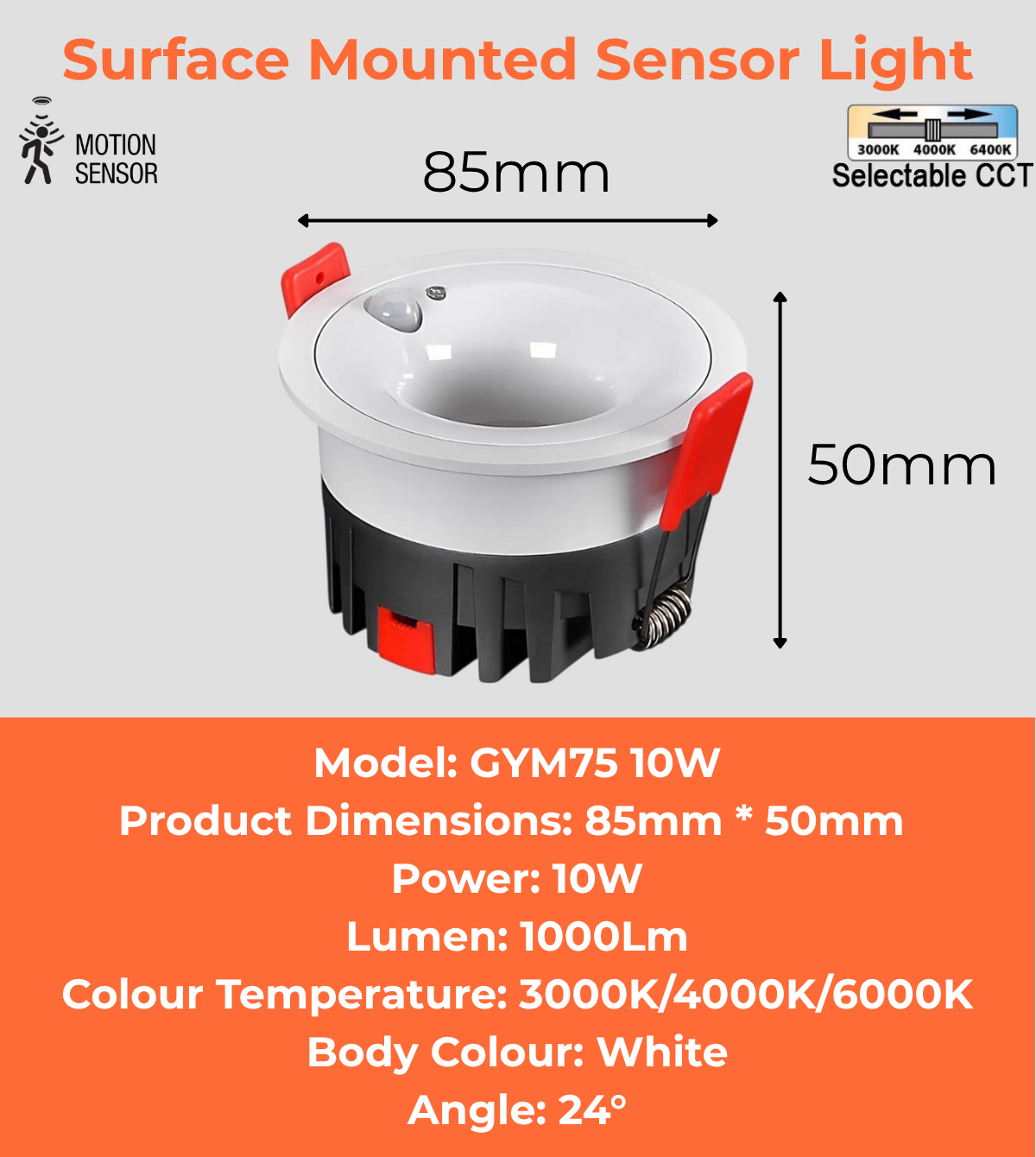 Surface Mounted Sensor Light (GYM75 10W)