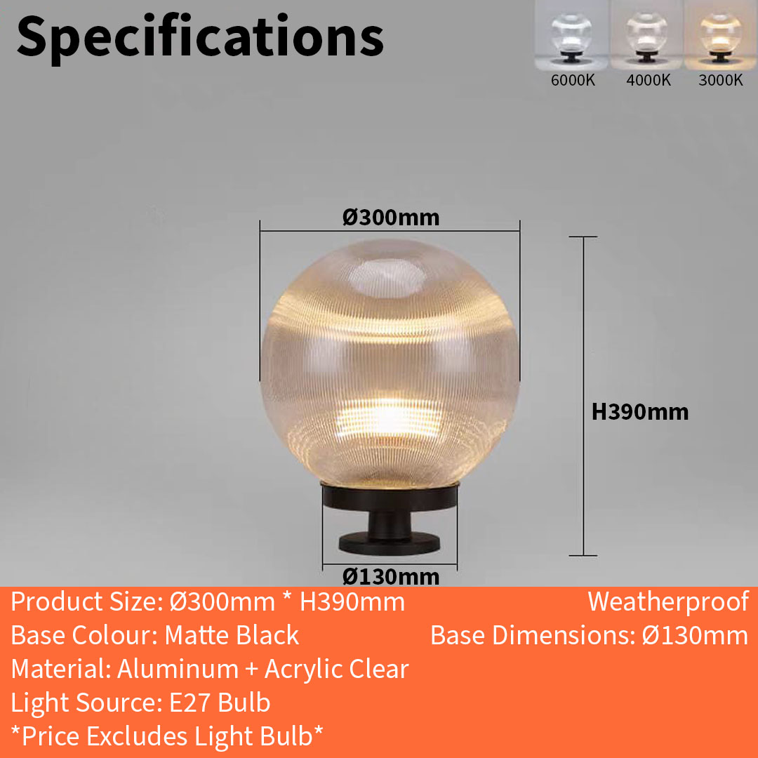 Round Clear Pillar Light (RD Pillar 300/Clear)