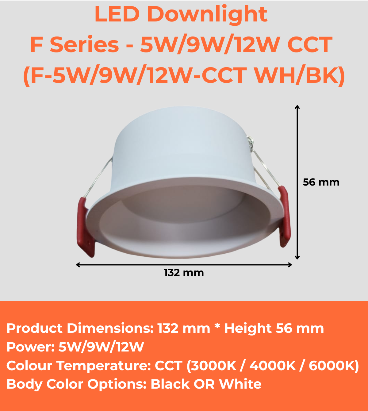LED Downlight F Series - 5W/9W/12W CCT (F-5W/9W/12W-CCT WH/BK)