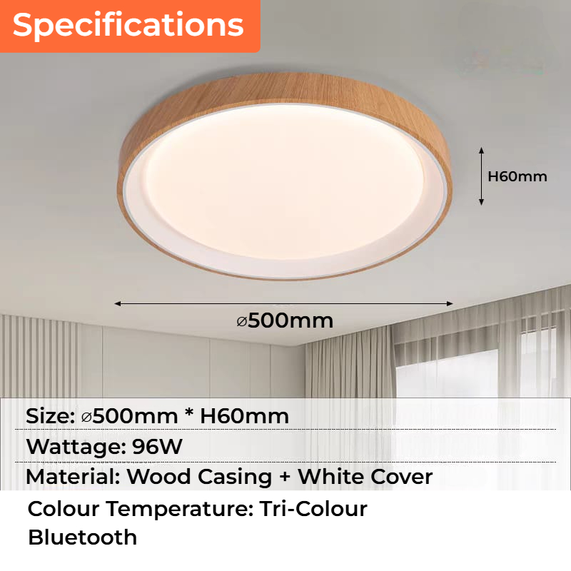 Nordic Wood Ceiling Light (C/1963 - WH/WD)