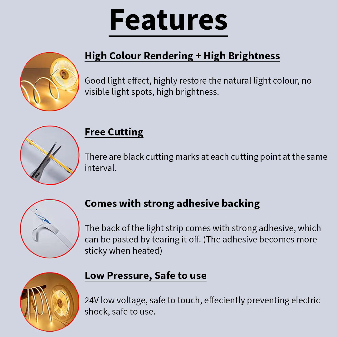 5MM 24V 1M / 400 LED COB Strip Light
