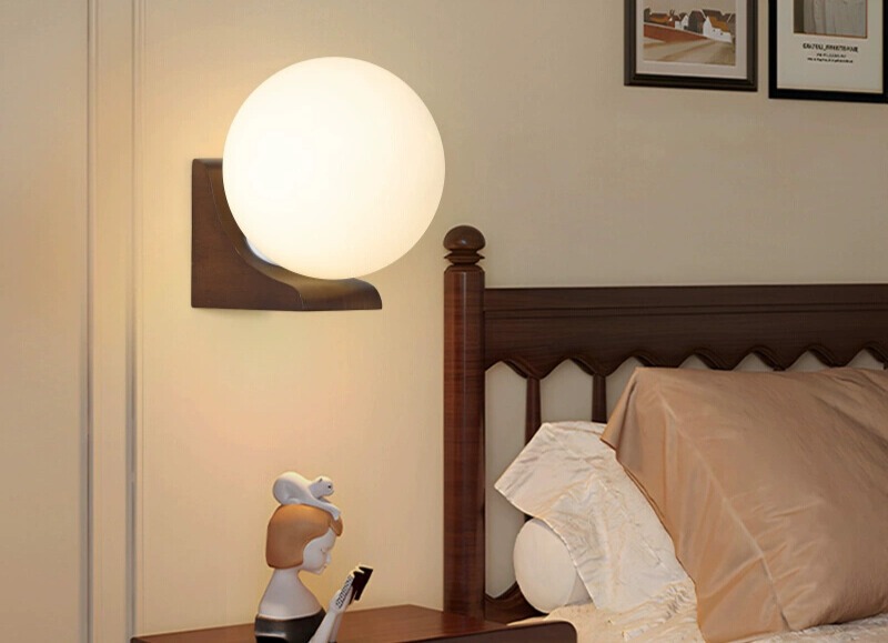 Wood Ball wall light (1026-WOOD)
