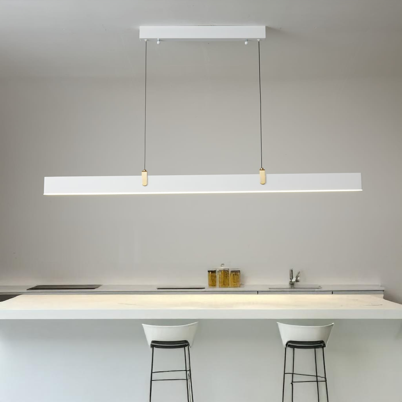 Minimalist Linear Pendant Light (White)