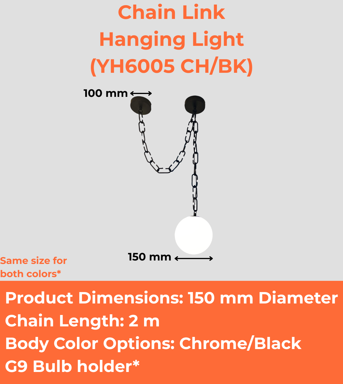 Chain Link Hanging Light (YH6005 CH/BK)
