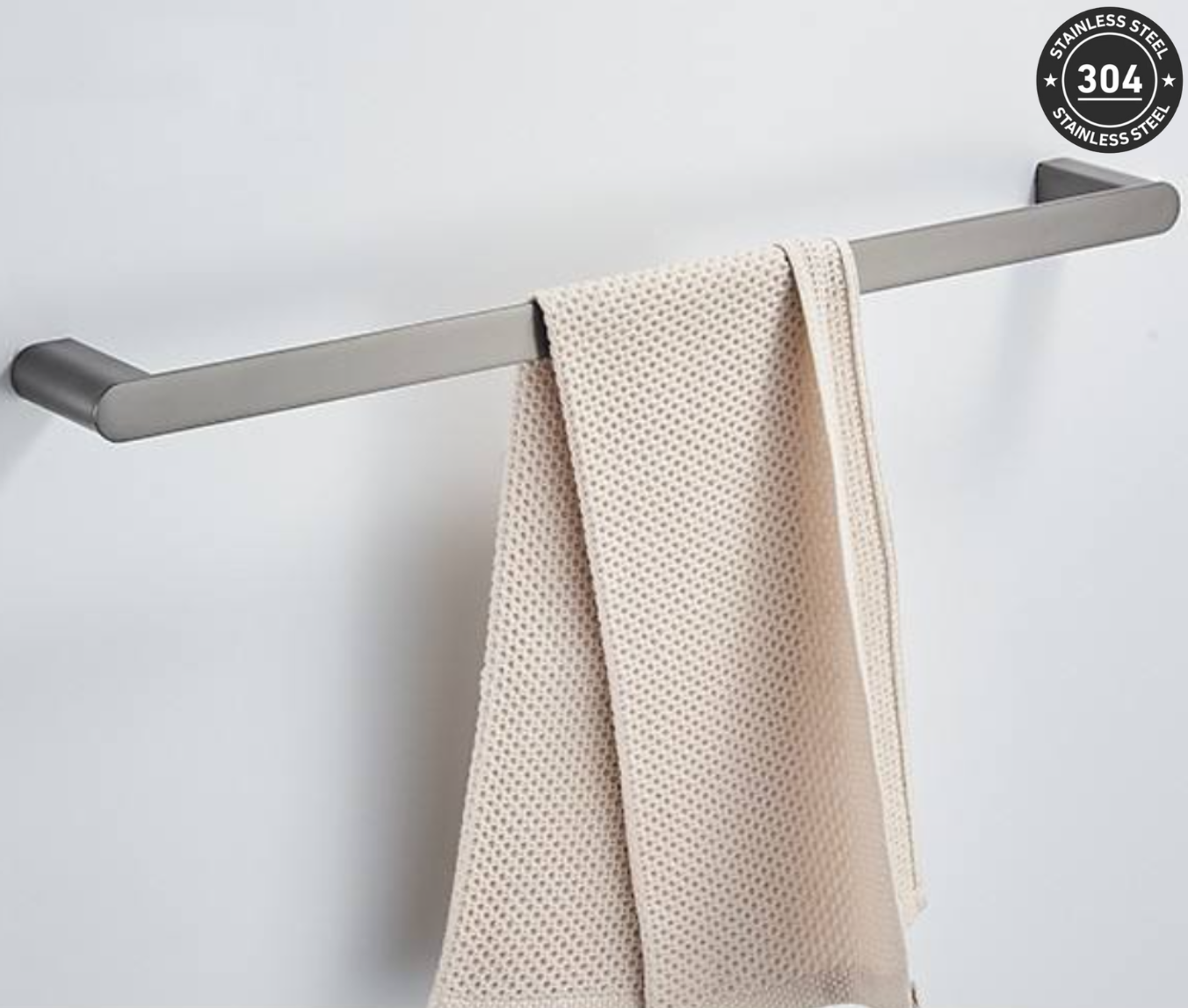 Stainless Steel Single Towel Bar Rack (TS-5901 CH/BK) 