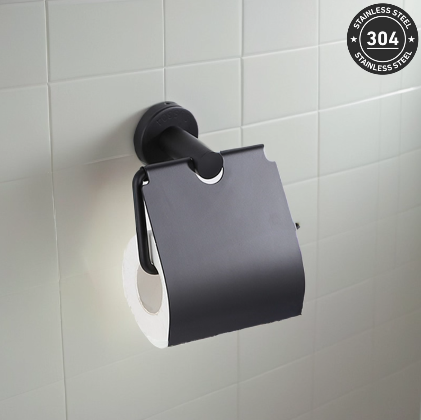 Stainless Steel Toilet Roll Holder (TS-1006-4 CH/BK)
