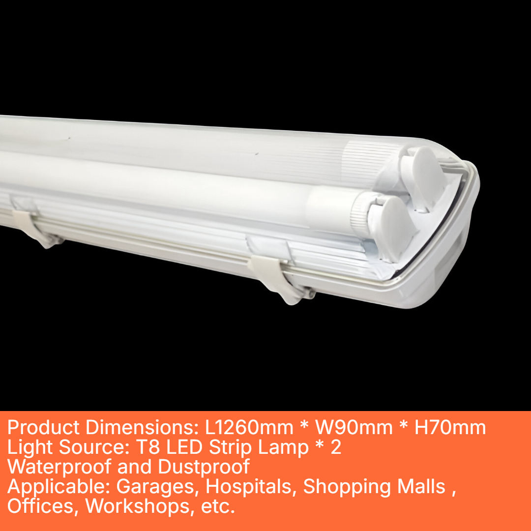 T8 Single / Double Set Waterproof Clear Fluorescent Lamp