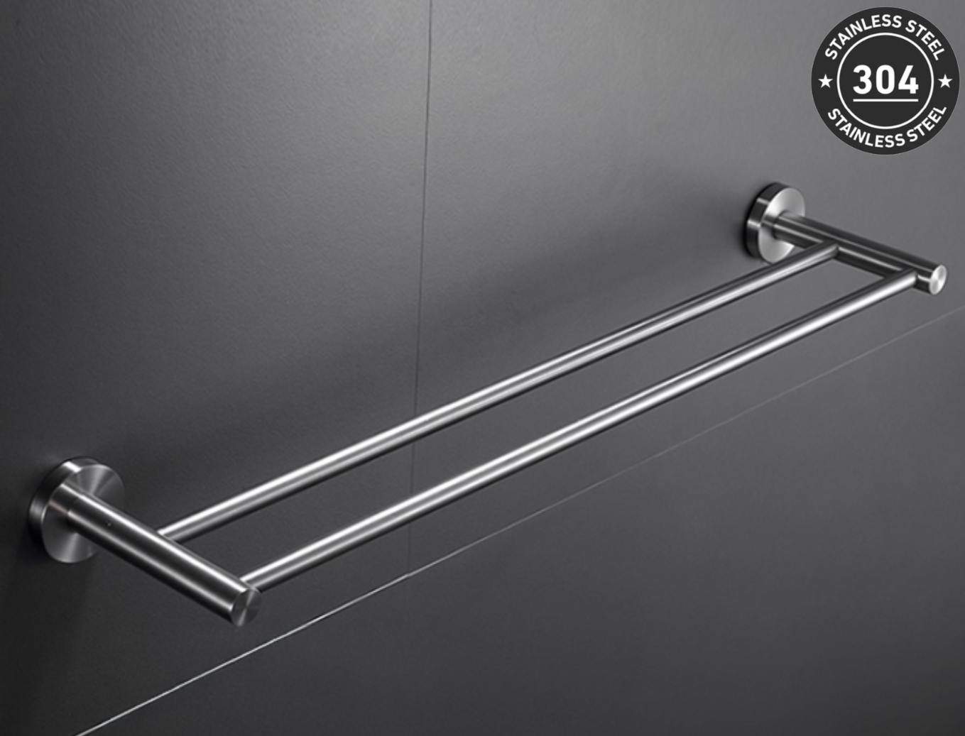 Stainless Steel Double Bar Rack (TS-1006-2 CH/BK)