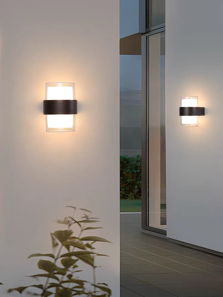 Dual-Cylindrical Black Outdoor Wall Light (W/1825-BK-Y) 