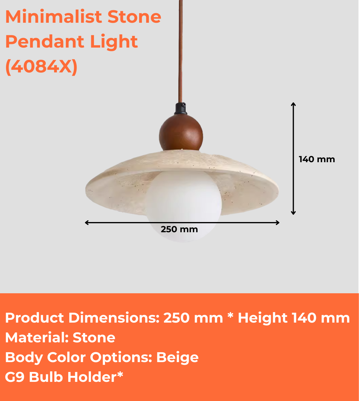 Minimalist Stone Pendant Light (4084X)