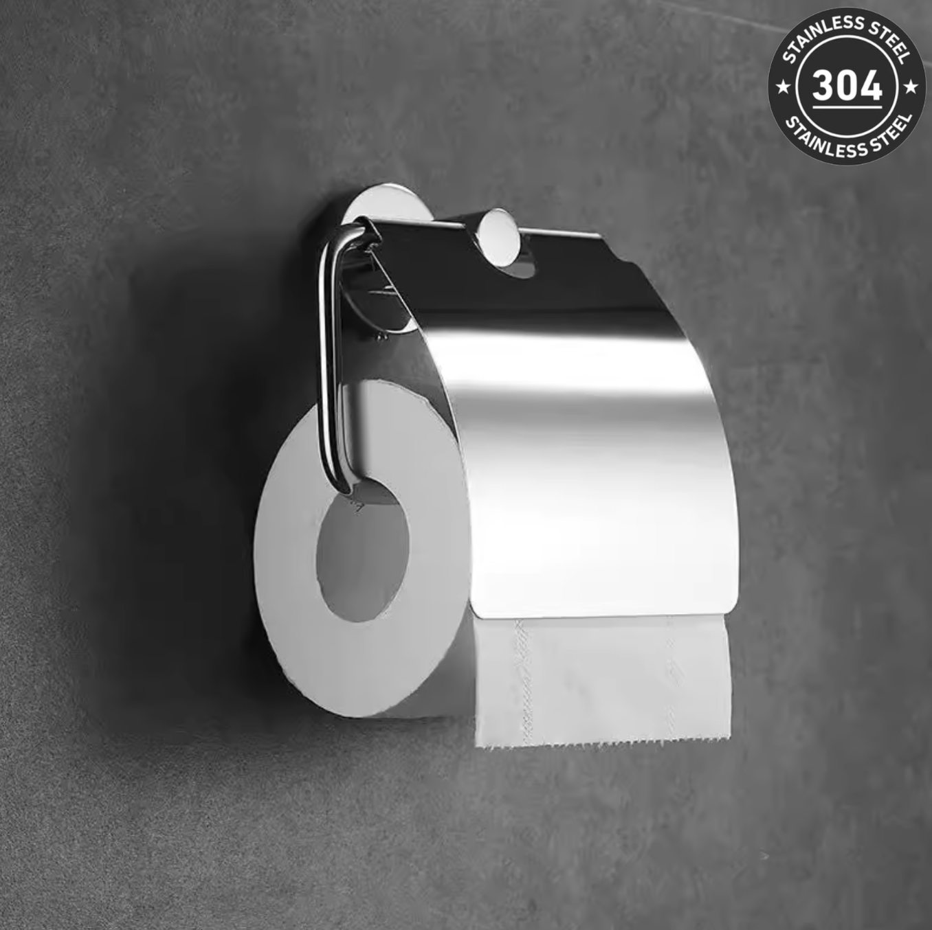 Stainless Steel Toilet Roll Holder (TS-1006-4 CH/BK)