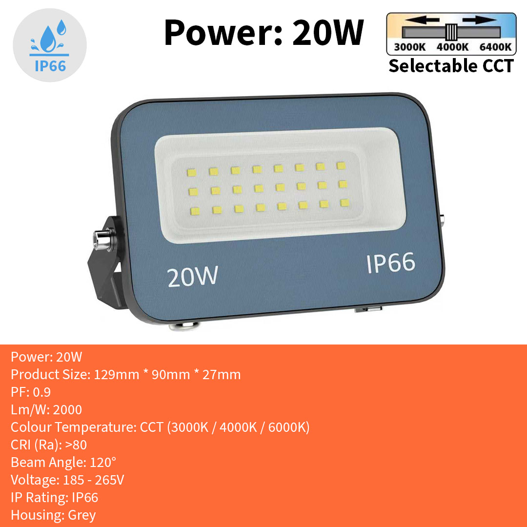 IP66 CCT Floodlight 10W / 20W / 30W / 50W