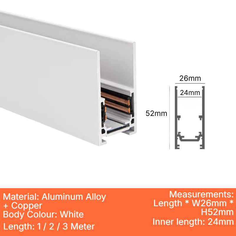 White Surface-Mounted Magnetic Track