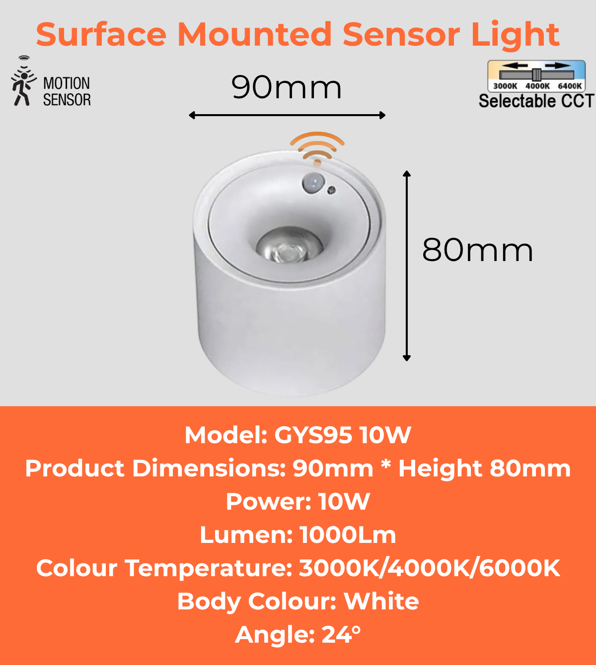  Surface Mounted Sensor Light (GYS95 10W)