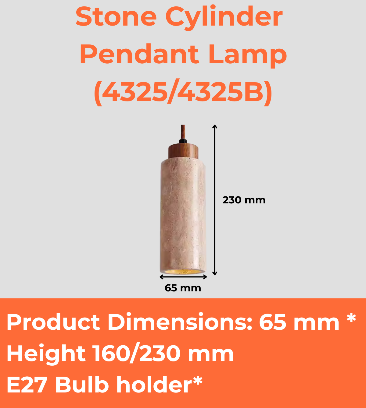 Stone Cylinder Pendant Lamp (4325/4325B)