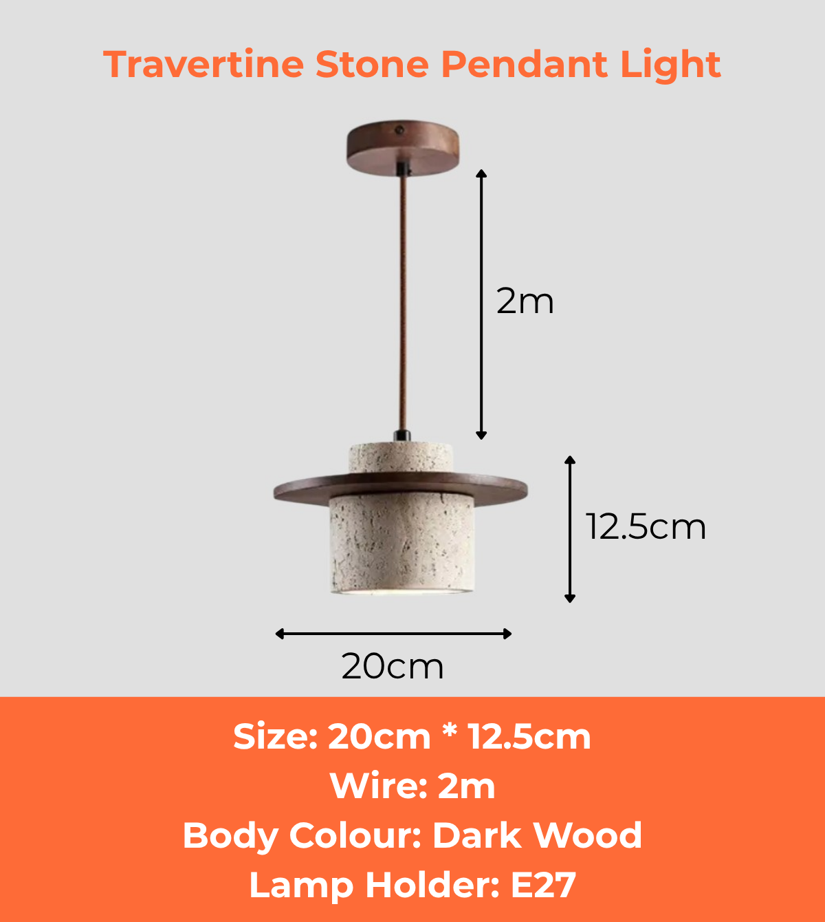 Travertine Stone Pendant Light