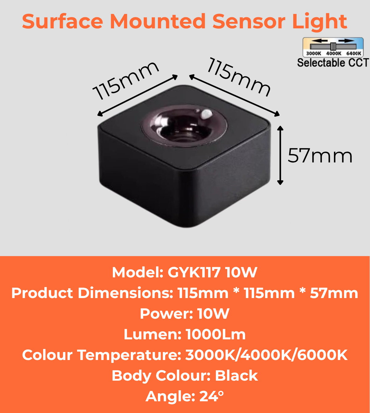 Surface Mounted Sensor Light  (GYK117 10W)