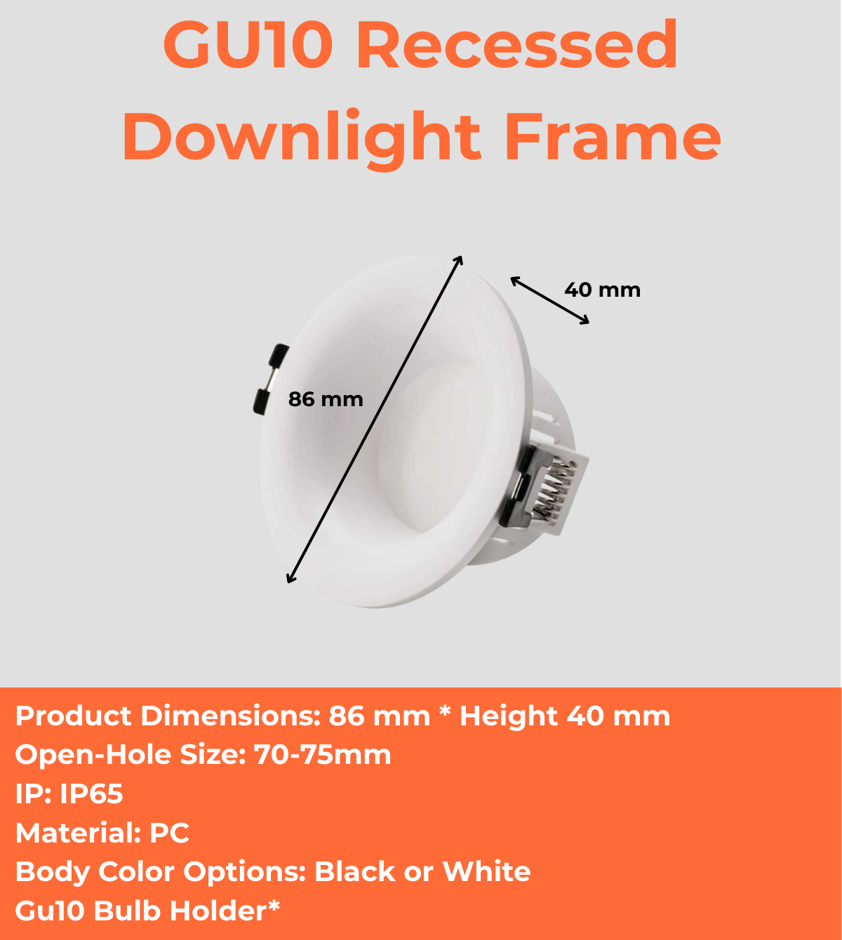 GU10 Recessed Downlight Frame