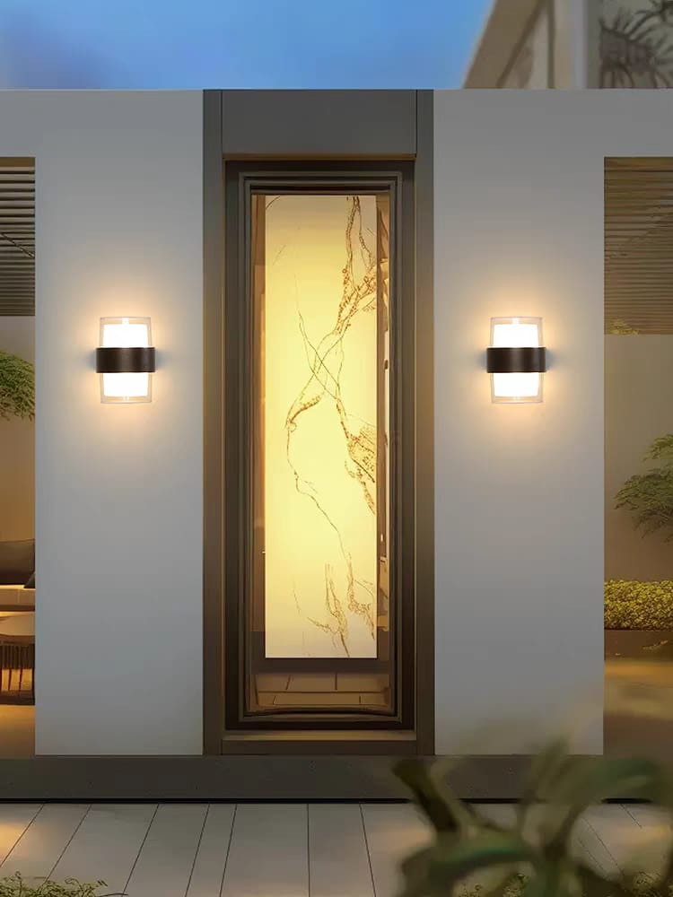 Dual-Cylindrical Black Outdoor Wall Light (W/1825-BK-Y) 