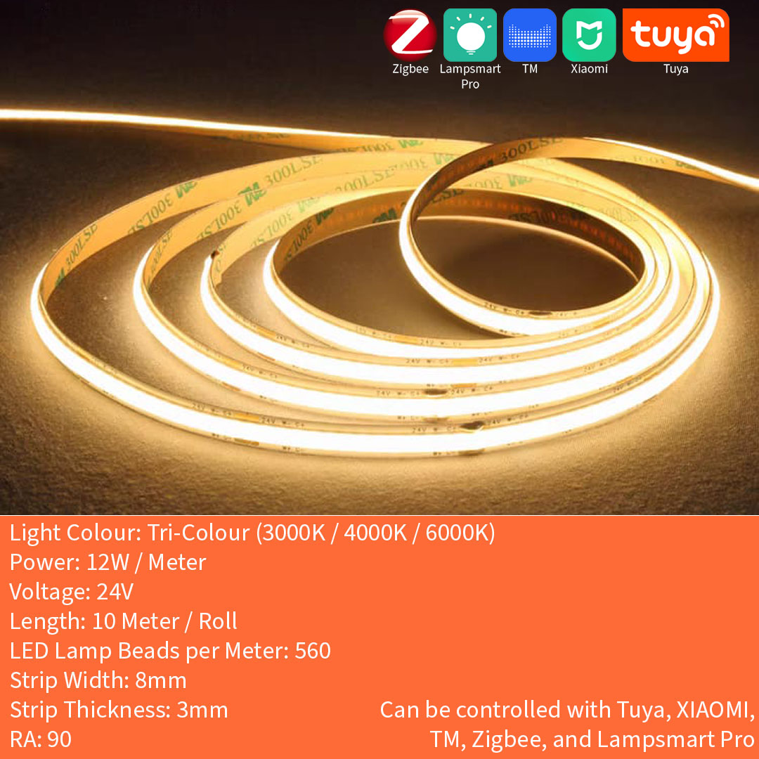 Tri-Colour COB LED Strip Light