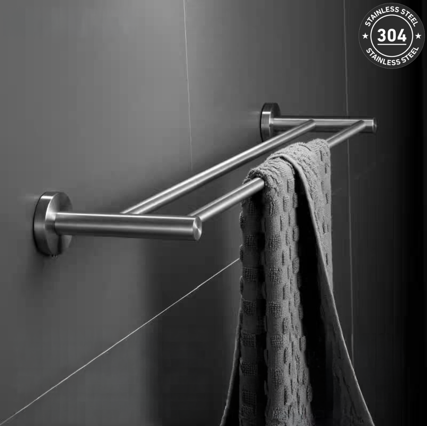 Stainless Steel Double Bar Rack (TS-1006-2 CH/BK)