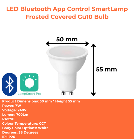 LED Bluetooth App Control SmartLamp Frosted Covered Gu10 Bulb