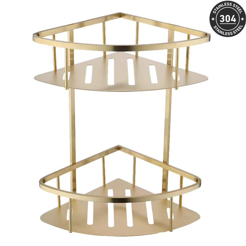 Stainless Steel Double Tier Corner Shower Rack (TS-AA001S TT/BL/CH/GD)