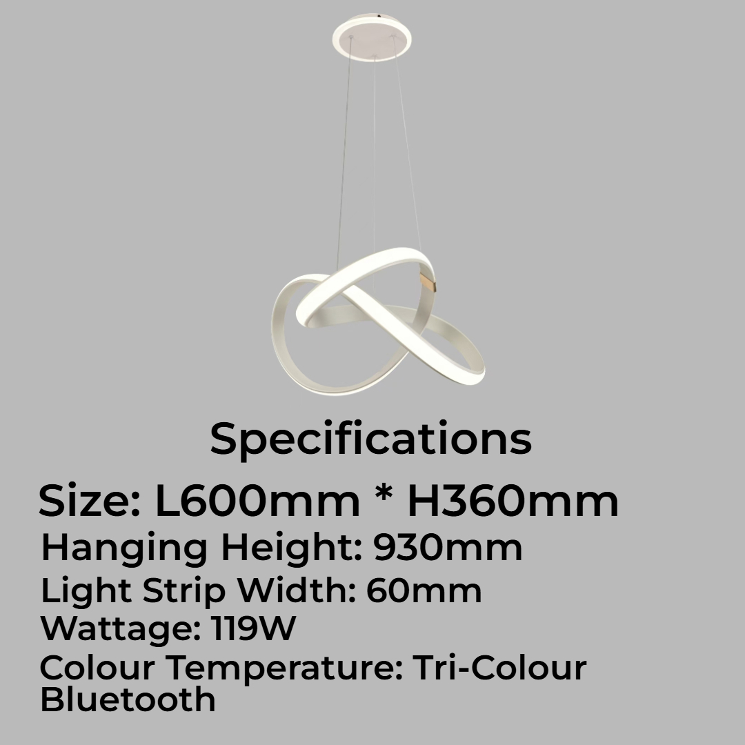 Curly Matt White Hanging Light (9019-600mm)