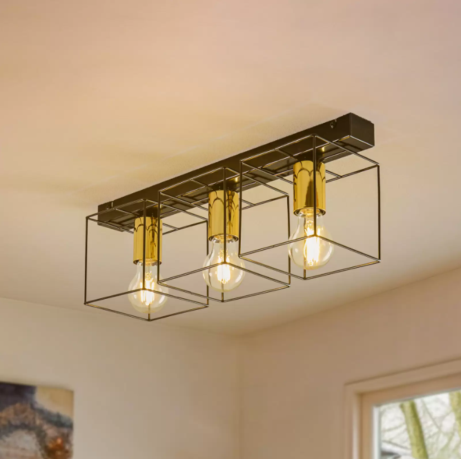 Black and Gold Geometric Ceiling Fixture