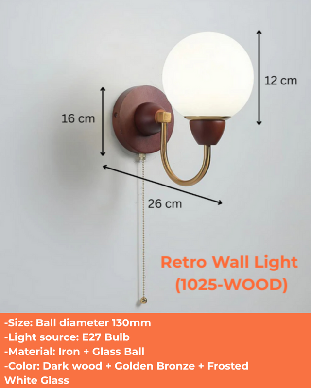 Retro Wall Light (1025-WOOD)