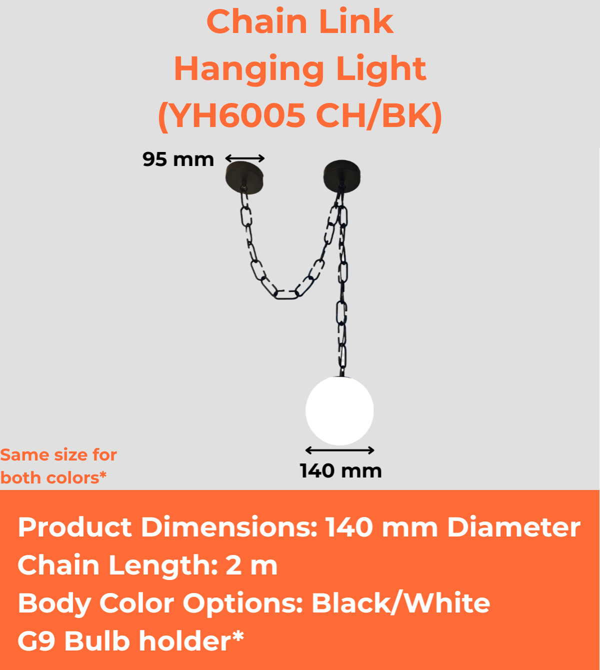 Chain Link Hanging Light (YH6005 CH/BK)