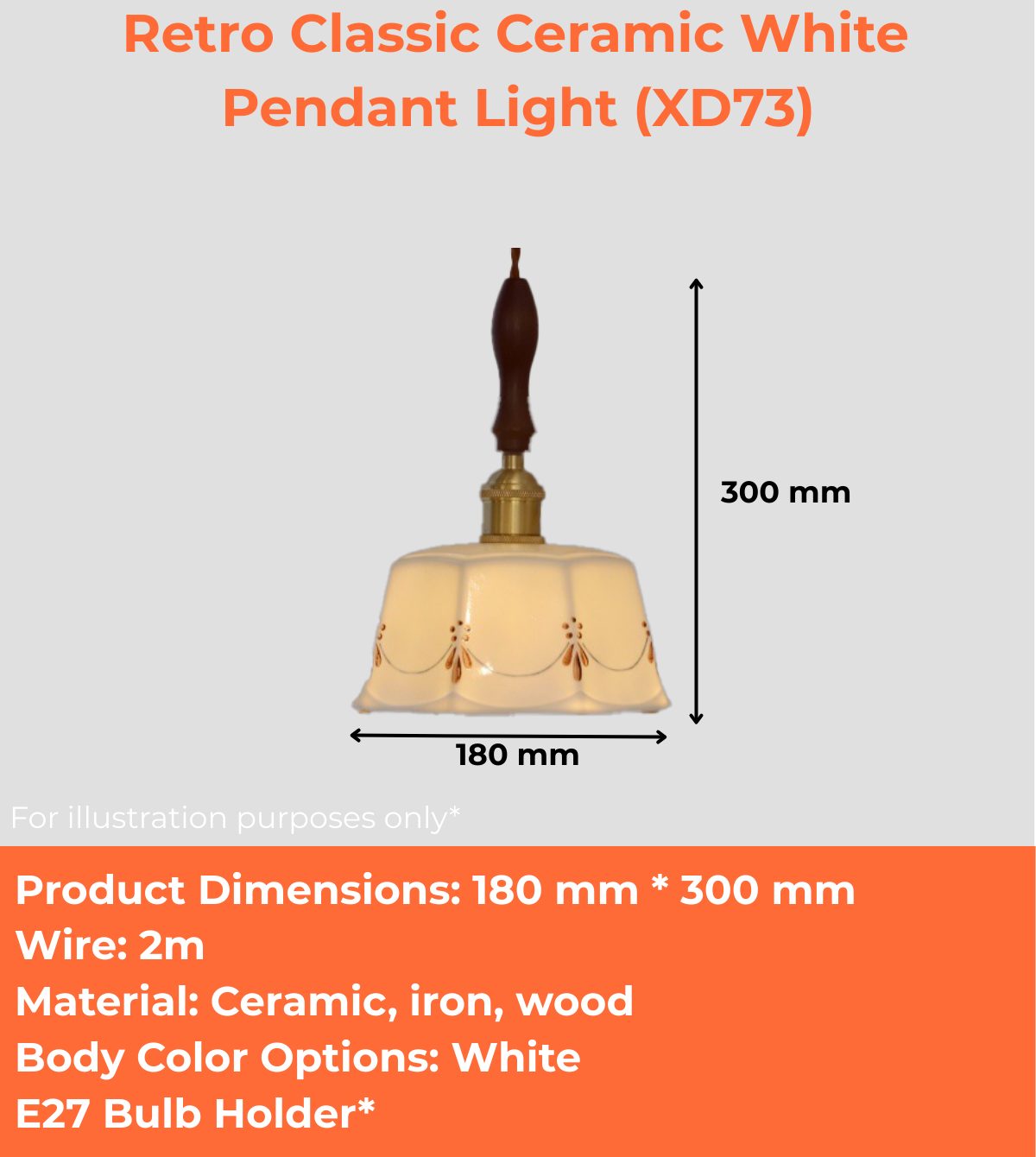 Retro Classic Ceramic White Pendant Light (XD73)